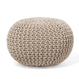 Pouf Beige 100% Baumwolle Rund ⌀ 40 cm Elegant Modern