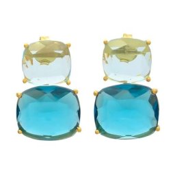 Gemshine Ohrringe 'Turmalin Quarz und Aquamarin Quarz' Weiss Damen