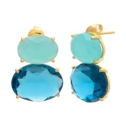 Gemshine Ohrringe 'Turmalin Quarz und Chalcedon' Weiss Damen