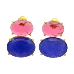 Gemshine Ohrringe 'Chalcedon und Turmalin Quarz' Weiss Damen