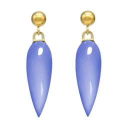 Gemshine Ohrringe 'Chalcedon Cabochon Tropfen' Weiss Damen