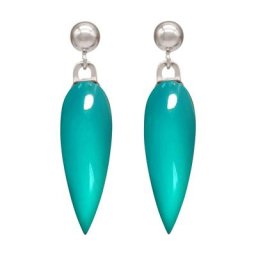 Gemshine Ohrringe 'Chalcedon Cabochon Tropfen' Weiss Damen