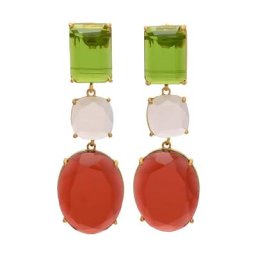 Gemshine Ohrringe 'Turmalin Quarz und Rosenquarz Tropfen' Weiss Damen