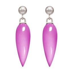 Gemshine Ohrringe 'Chalcedon Cabochon Tropfen' Weiss Damen