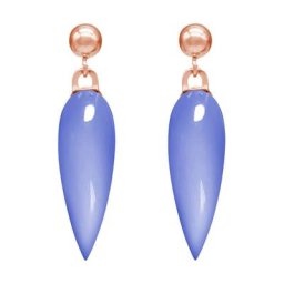 Gemshine Ohrringe 'Chalcedon Cabochon Tropfen' Weiss Damen
