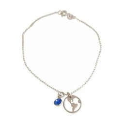 Gemshine Armband 'Welt Globus Weltkugel - Saphir Charm Outdoor Schmuck' Armbänder & Armreife Weiss Damen
