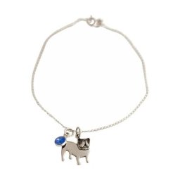 Gemshine Armband 'Bulldogge Hund - Saphir Tierschmuck' Armbänder & Armreife Weiss Damen