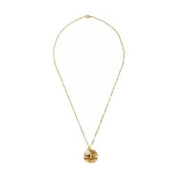 Gemshine Halskette mit Anhänger 'Biene BEE Antik Münze Chalcedon' Ketten Weiss Damen