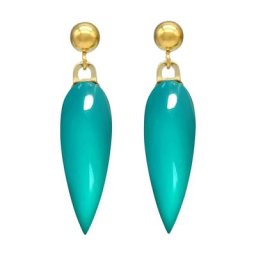 Gemshine Ohrringe 'Chalcedon Cabochon Tropfen' Weiss Damen