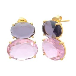 Gemshine Ohrringe 'Rosenquarz und Amethyst' Weiss Damen