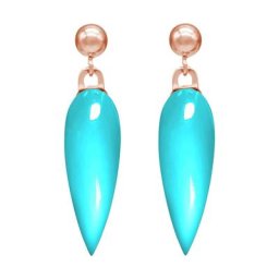 Gemshine Ohrringe 'Chalcedon Cabochon Tropfen' Weiss Damen