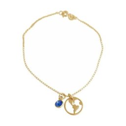 Gemshine Armband 'Welt Globus Weltkugel - Saphir Charm Outdoor Schmuck' Armbänder & Armreife Weiss Damen