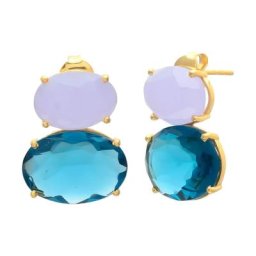 Gemshine Ohrringe 'Turmalin Quarz und Chalcedon' Weiss Damen