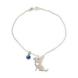 Gemshine Armband 'Hund Flügel und - Saphir Treuer Schutzengel für Herrchen, Frauchen' Armbänder & Armreife Weiss Damen