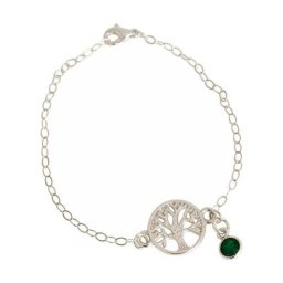Gemshine Armband 'YOGA Lebensbaum und Smaragd Charm' Armbänder & Armreife Weiss Damen