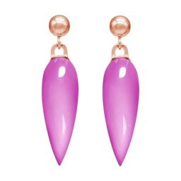 Gemshine Ohrringe 'Chalcedon Cabochon Tropfen' Weiss Damen