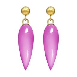Gemshine Ohrringe 'Chalcedon Cabochon Tropfen' Weiss Damen