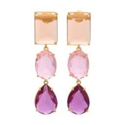 Gemshine Ohrringe 'Turmalin, Rosenquarz und Amethyst Tropfen' Weiss Damen