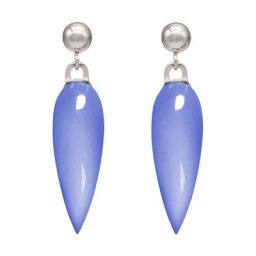 Gemshine Ohrringe 'Chalcedon Cabochon Tropfen' Weiss Damen