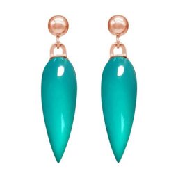 Gemshine Ohrringe 'Chalcedon Cabochon Tropfen' Weiss Damen