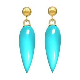 Gemshine Ohrringe 'Chalcedon Cabochon Tropfen' Weiss Damen