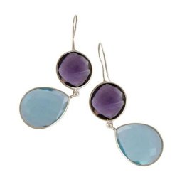 Gemshine Ohrringe 'Amethysten und Blautopas Quarz Tropfen' Weiss Damen