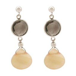 Gemshine Ohrringe 'Smoky Rauchquarz und Chalcedon Tropfen' Weiss Damen