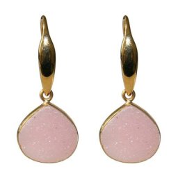 Gemshine Ohrringe 'Rose Achat Drusen Tropfen' Weiss Damen