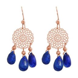 Gemshine Ohrringe 'Mandalas und Lapis Lazuli Chandelier Tropfen' Weiss Damen