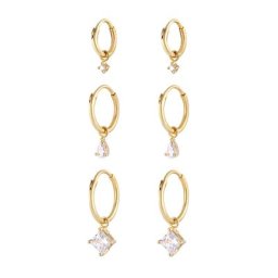 Elli Elli Ohrringe 3er Set Trio Creolen Einhänger Zirkonia 925 Silber Damen