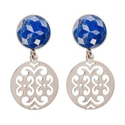 Gemshine Ohrringe 'Mandalas und facettierten Lapis Lazuli Edelsteine' Weiss Damen