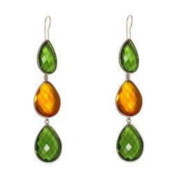 Gemshine Ohrringe 'Peridote und Citrin Tropfen' Weiss Damen