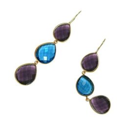 Gemshine Ohrringe 'Amethysten und Topas Quarz Tropfen' Weiss Damen