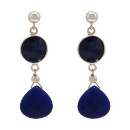 Gemshine Ohrringe 'Saphire und Chalcedon Tropfen' Weiss Damen