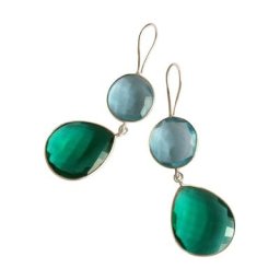 Gemshine Ohrringe 'Turmalin und Blautopas Quarz Tropfen' Weiss Damen