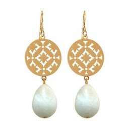 Gemshine Ohrringe 'Mandalas und Aquamarinen Tropfen Edelstein' Weiss Damen