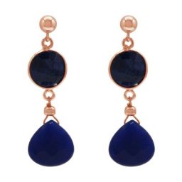 Gemshine Ohrringe 'Saphire und Chalcedon Tropfen' Weiss Damen