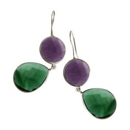 Gemshine Ohrringe 'Amethysten und Turmalin Quarz Tropfen' Weiss Damen