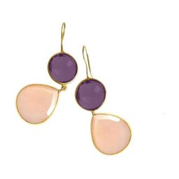 Gemshine Ohrringe 'Rosenquarz und Amethysten Tropfen' Weiss Damen