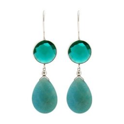 Gemshine Ohrringe 'Turmalinen und Aquamarin Tropfen' Weiss Damen
