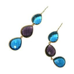 Gemshine Ohrringe 'Amethysten und Topas Quarz Tropfen' Weiss Damen