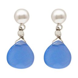 Gemshine Ohrringe 'Ohrringe, Chalcedon Tropfen' Weiss Damen