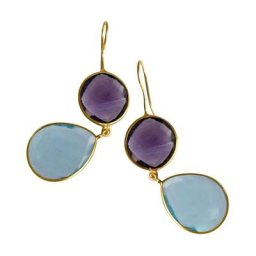 Gemshine Ohrringe 'Amethysten und Blautopas Quarz Tropfen' Weiss Damen