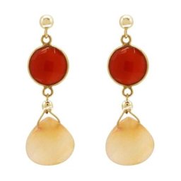 Gemshine Ohrringe 'Karneolen und Chalcedon Tropfen' Weiss Damen
