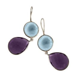 Gemshine Ohrringe 'Amethysten und Blautopas Quarz Tropfen' Weiss Damen