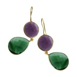 Gemshine Ohrringe 'Amethysten und Turmalin Quarz Tropfen' Weiss Damen