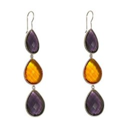 Gemshine Ohrringe 'Amethysten und Citrin Tropfen' Weiss Damen