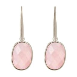 Gemshine Ohrringe 'OVAL Rosenquarze' Weiss Damen