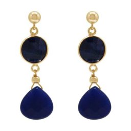 Gemshine Ohrringe 'Saphire und Chalcedon Tropfen' Weiss Damen