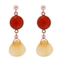 Gemshine Ohrringe 'Karneolen und Chalcedon Tropfen' Weiss Damen